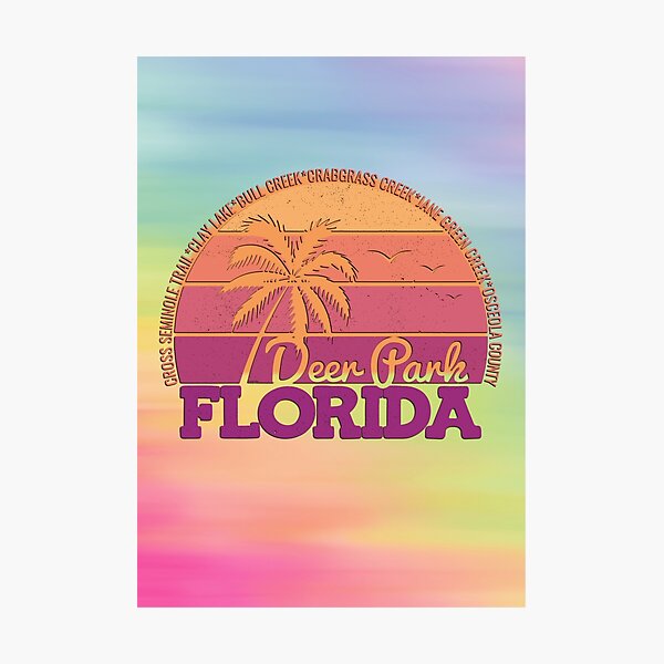Item preview, Deer Park Florida Sunset Retro Vintage Local Pride Logo designed and sold by CRHPOD20.