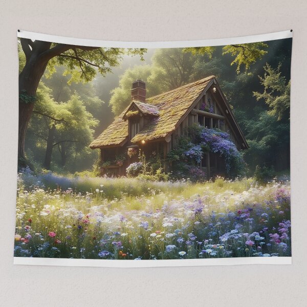 Item preview, Enchanted Cottage, Beside a Wildflower Meadow designed and sold by ACuriousshoppe.
