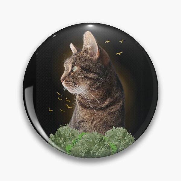 Item preview, Kitty Night Watcher - Bird Stalker - Dark Background  designed and sold by Lunardreams54.