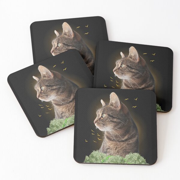 Item preview, Kitty Night Watcher - Bird Stalker - Dark Background  designed and sold by Lunardreams54.