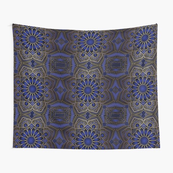 Aperçu de l'œuvre Mandala de luxe bleu et or créée et vendue par FestDrip.
