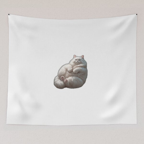 Item preview, Fluffy White Cat Lying Down - Cute, Playful, and Adorable Oversized Feline with Soft Fur designed and sold by ShopWithDreams.