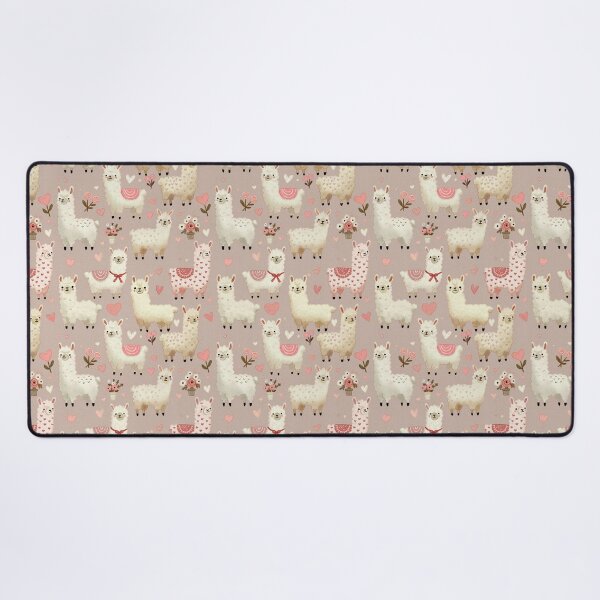 Item preview, Cute Alpaca Seamless Pattern with Hearts and Flowers designed and sold by Lacritsa .