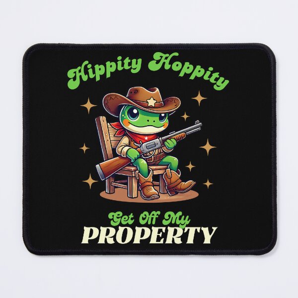 Item preview, Funny Cowboy Frog with Gun – "Hippity Hoppity Get Off My Property" designed and sold by Kawaii-n-Spice.