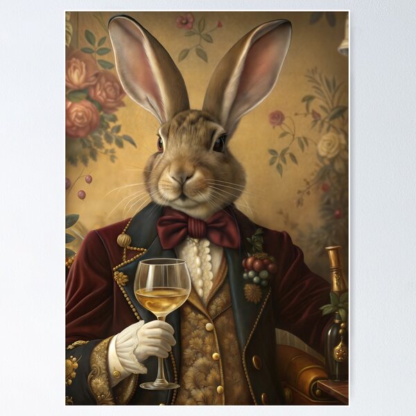 Item preview, Rabbit Vintage Suit Bow Tie Wine Glass Gentleman Hare designed and sold by NuttyAnimals.