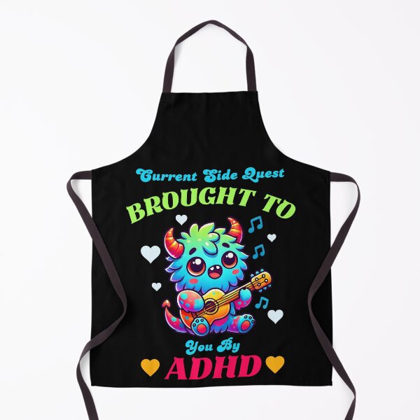 Item preview, Cute Monster Playing Guitar – "Current Side Quest Brought to You by ADHD" designed and sold by Kawaii-n-Spice.