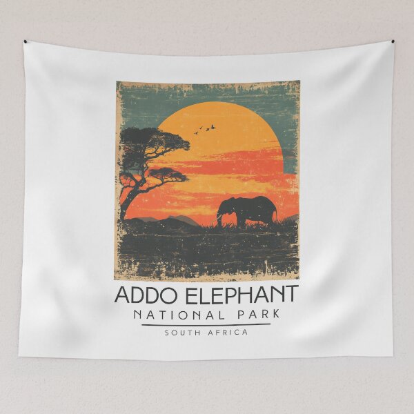 Item preview, A Vintage Illustration of Addo Elephant National Park - South Africa designed and sold by GoodOldVintage.