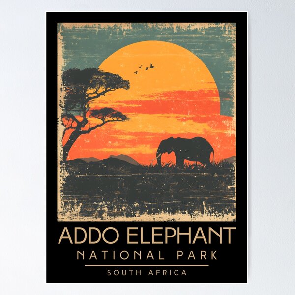 Artikelvorschau, Eine Vintage Illustration des Addo Elephant National Park - Südafrika entworfen und verkauft von GoodOldVintage.