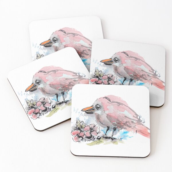 Item preview, Loosely painted pink bird designed and sold by Kara Draws.