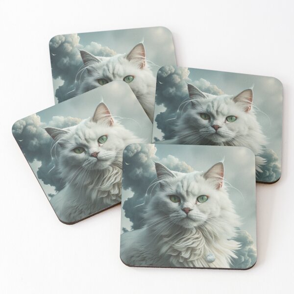 Item preview, white fluffy cat cloud formations ethereal quality designed and sold by NuttyAnimals.