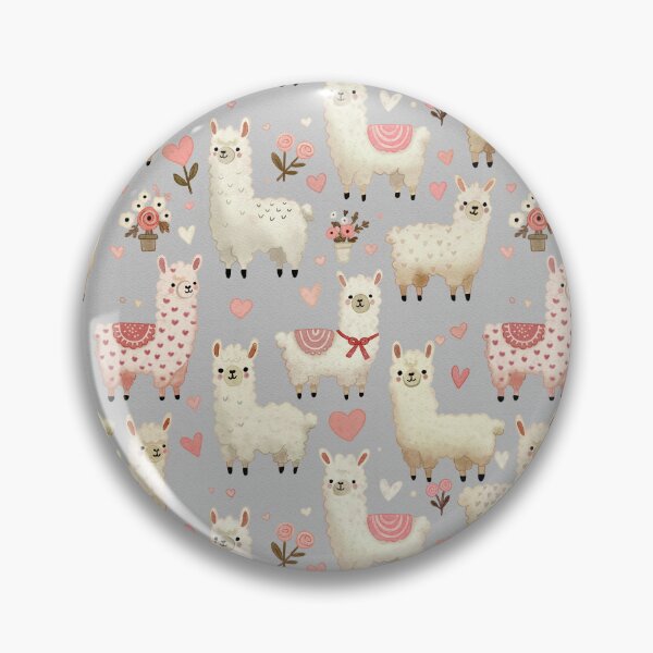 Item preview, Soft Gray Alpaca Seamless Pattern with Hearts and Flowers designed and sold by Lacritsa .