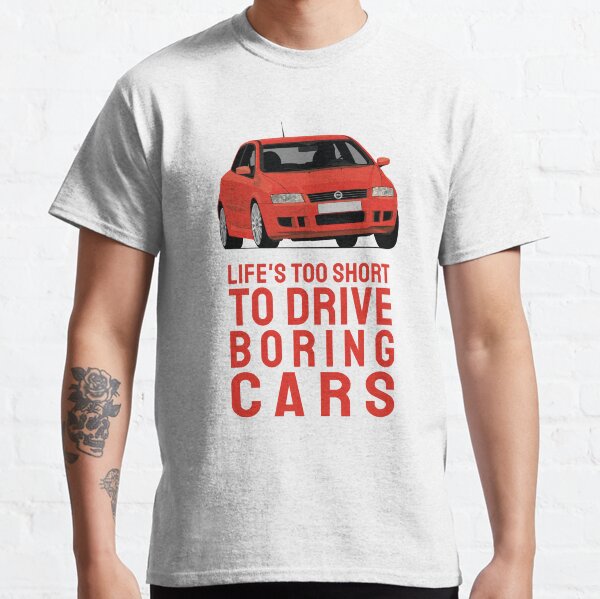Vista previa del artículo con la obra «La vida es demasiado corta para conducir coches aburridos - Stilo - rojo», diseñado y vendido por knappidesign.