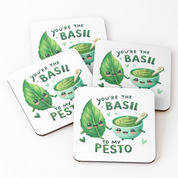 Item preview, “You’re the Basil to My Pesto – Cute Kawaii Food Pun Design” designed and sold by Building60media.