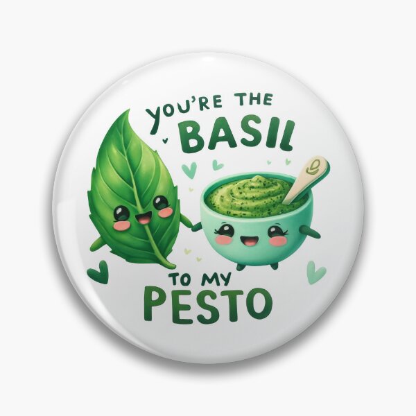 Artikelvorschau, „Du bist das Basilikum zu meinem Pesto – süßes Kawaii-Food-Wortspiel-Design“ entworfen und verkauft von Building60media.