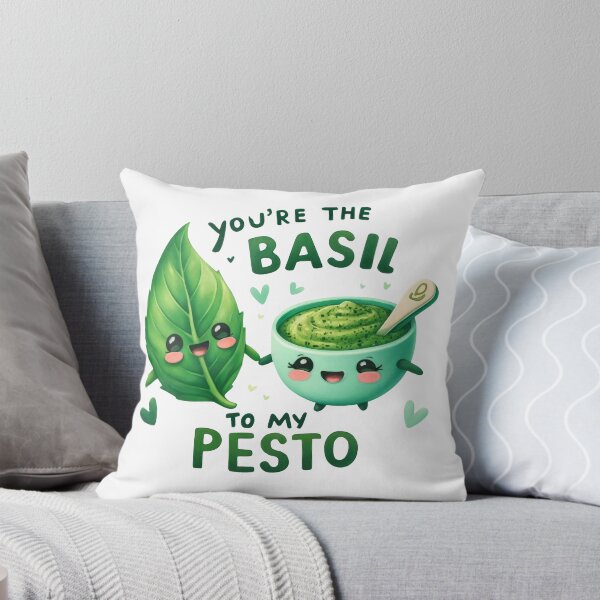 Item preview, “You’re the Basil to My Pesto – Cute Kawaii Food Pun Design” designed and sold by Building60media.
