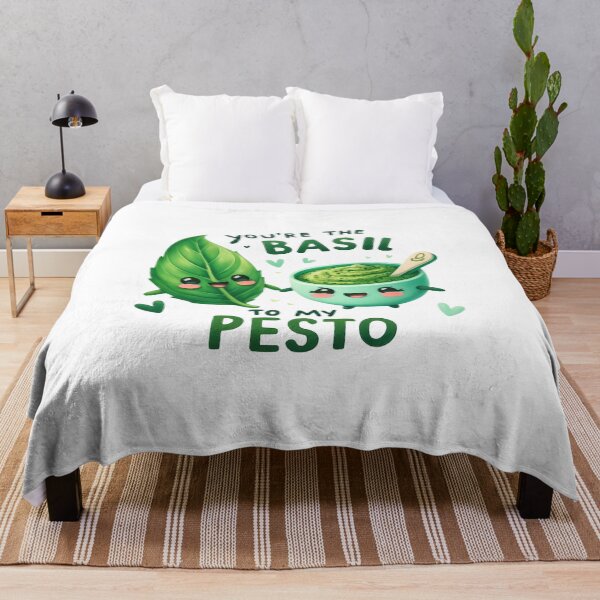 Item preview, “You’re the Basil to My Pesto – Cute Kawaii Food Pun Design” designed and sold by Building60media.