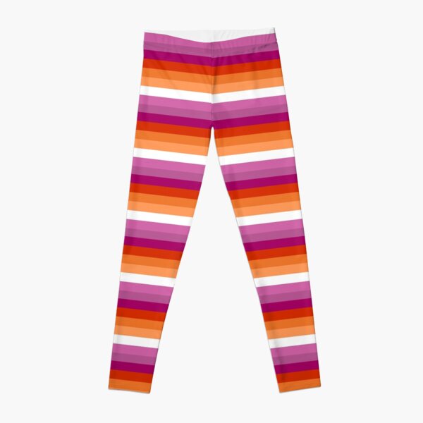Orange - Magenta Lines // Lesbian Pride Flag // Butch Femme Pride Flag Leggings