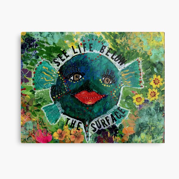 Vista previa del artículo con la obra «Pescado azul», diseñado y vendido por Redbaygirl.