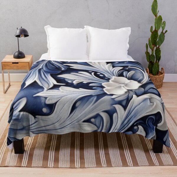 Item preview, Blue and White Ceramic Style Floral Pattern designed and sold by TheOctopusRage.