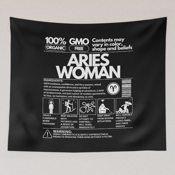 Item preview, Aries Woman Zodiac Traits: Unique Product Design - White Text designed and sold by HAHA Tees & Things.