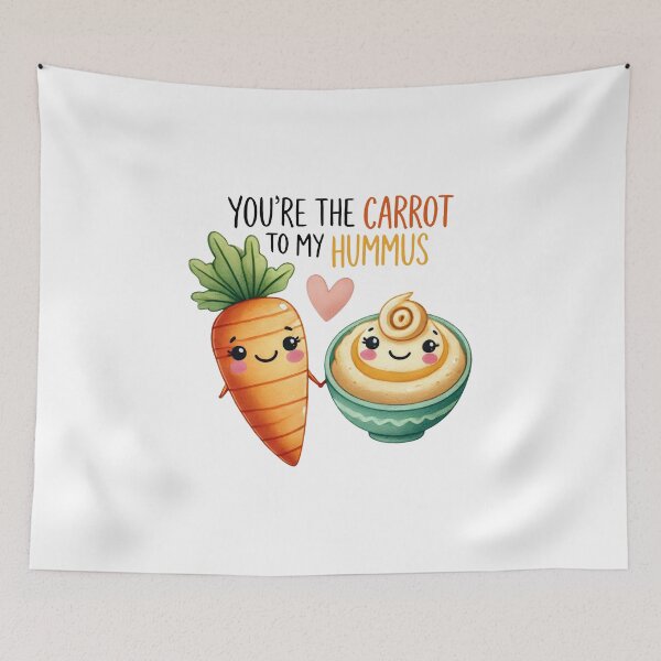 Item preview, “You’re the Carrot to My Hummus – Cute Kawaii Food Pun Design” designed and sold by Building60media.