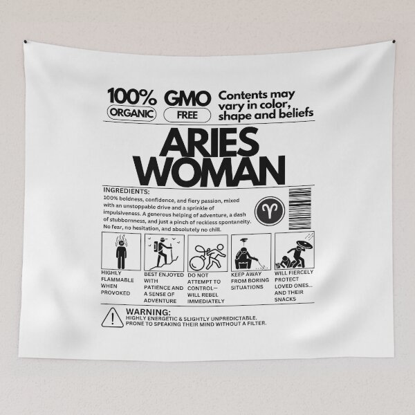 Item preview, Aries Woman Zodiac Traits: Unique Product Design - Black Text designed and sold by HAHA Tees & Things.