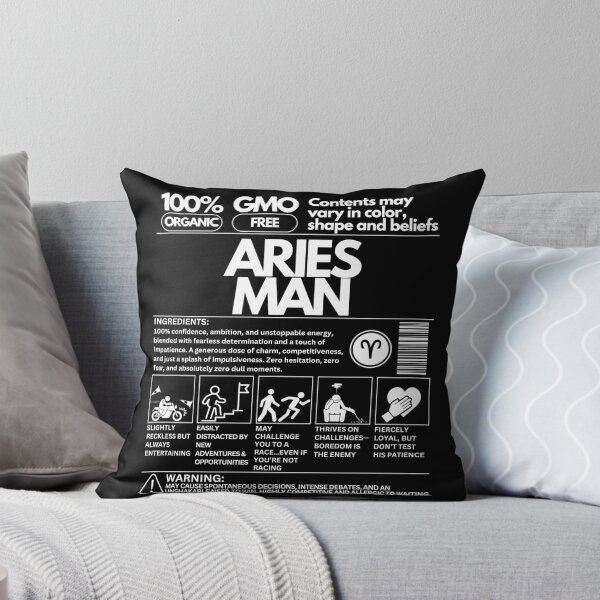 Item preview, Aries Man Zodiac Traits: Unique Product Design - White Text designed and sold by HAHA Tees & Things.