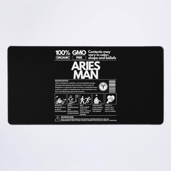 Item preview, Aries Man Zodiac Traits: Unique Product Design - White Text designed and sold by HAHA Tees & Things.