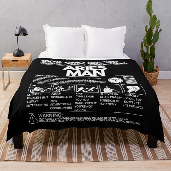 Item preview, Aries Man Zodiac Traits: Unique Product Design - White Text designed and sold by HAHA Tees & Things.