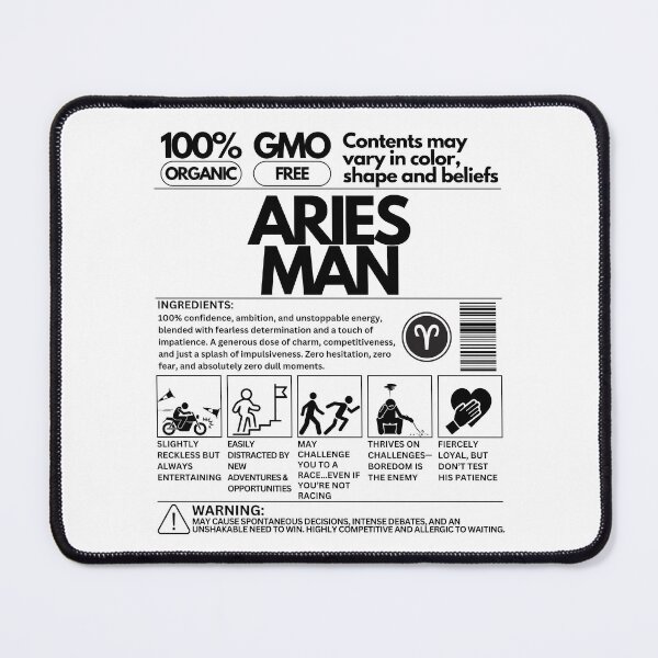 Item preview, Aries Man Zodiac Traits: Unique Product Design - Black Text designed and sold by HAHA Tees & Things.