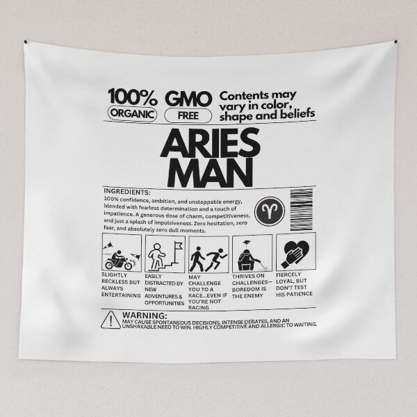Item preview, Aries Man Zodiac Traits: Unique Product Design - Black Text designed and sold by HAHA Tees & Things.