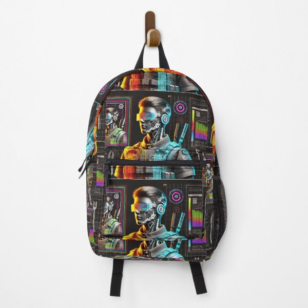 Item preview, Cyberpunk AI Goddess - Futuristic Neon Glitch Art designed and sold by KarmeLoveArt.