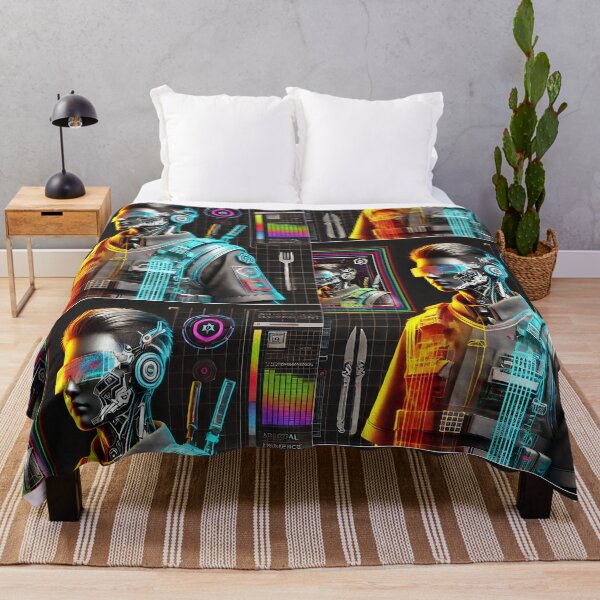 Item preview, Cyberpunk AI Goddess - Futuristic Neon Glitch Art designed and sold by KarmeLoveArt.