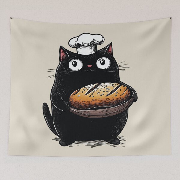 Item preview, Baker Cat, Gift for Cooks, Vintage designed and sold by OrenjiArtShop.