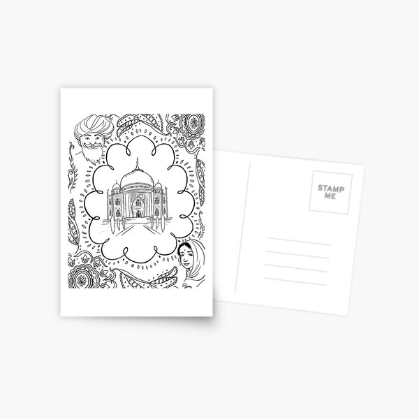 India Taj Mahal Design Postcard
