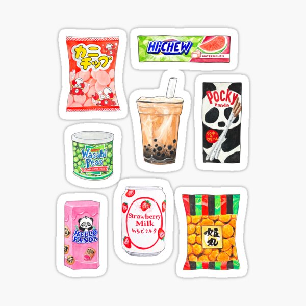 Item preview, Asian Snacks Watercolor Stickers - Set of 8 designed and sold by GhostBabyArt.