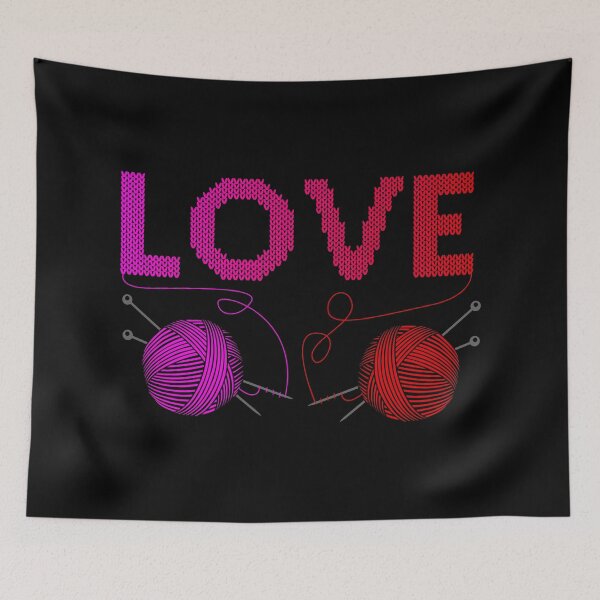 Item preview, Knitting Queen Embroidered Style | Pink & Red Wool Balls with Needles designed and sold by MONTRIS.