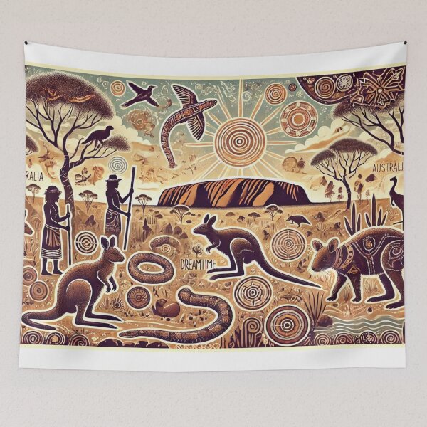 Item preview, "Dreamtime: Aboriginal Art Inspired Australian Wildlife and Culture" designed and sold by Macajuba Design .