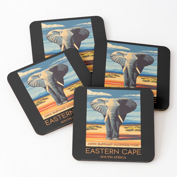 Item preview, A Pop Art Travel Print of Addo Elephant National Park - South Africa  designed and sold by StudioRedKoala.