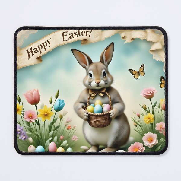 Item preview, Happy Easter Greeting: Bunny, Basket & Eggs designed and sold by ACuriousshoppe.