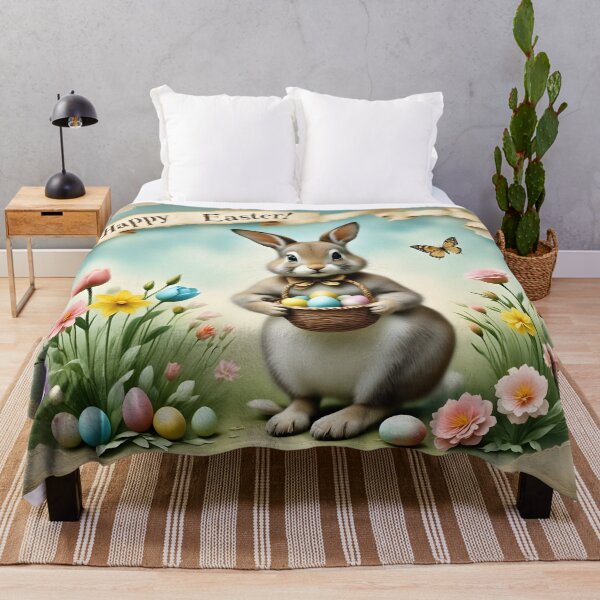 Item preview, Happy Easter Greeting: Bunny, Basket & Eggs designed and sold by ACuriousshoppe.