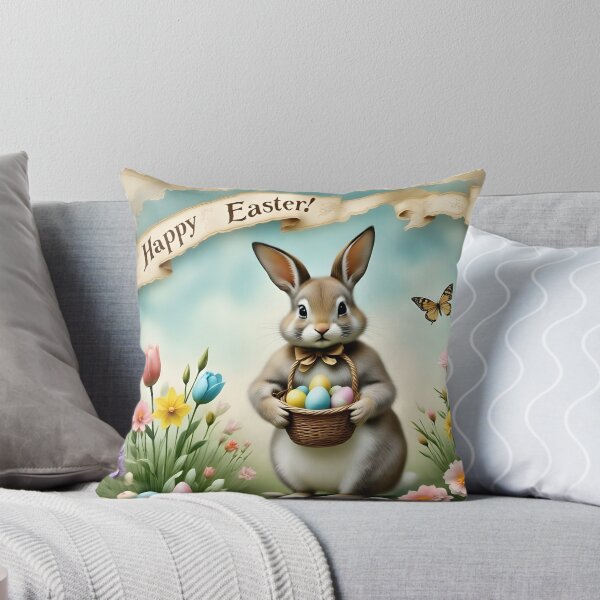 Item preview, Happy Easter Greeting: Bunny, Basket & Eggs designed and sold by ACuriousshoppe.