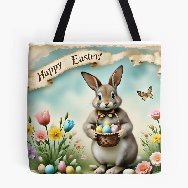Item preview, Happy Easter Greeting: Bunny, Basket & Eggs designed and sold by ACuriousshoppe.