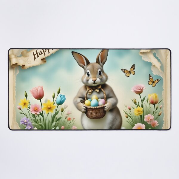 Item preview, Happy Easter Greeting: Bunny, Basket & Eggs designed and sold by ACuriousshoppe.