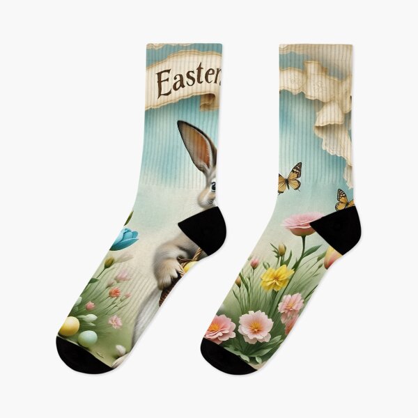 Item preview, Happy Easter Greeting: Bunny, Basket & Eggs designed and sold by ACuriousshoppe.