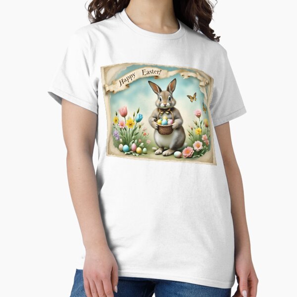 Item preview, Happy Easter Greeting: Bunny, Basket & Eggs designed and sold by ACuriousshoppe.
