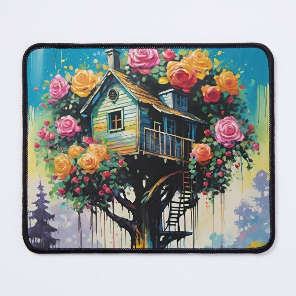 Item preview, Dreamy Treehouse In The Branches Of A Giant Tree Filled With Vibrant Blooming Roses designed and sold by CarrollGene.