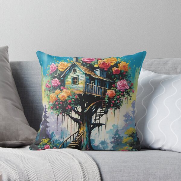 Item preview, Dreamy Treehouse In The Branches Of A Giant Tree Filled With Vibrant Blooming Roses designed and sold by CarrollGene.