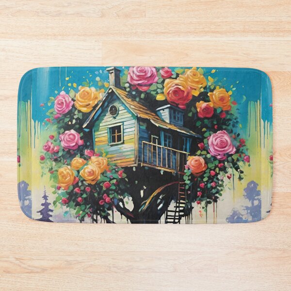 Item preview, Dreamy Treehouse In The Branches Of A Giant Tree Filled With Vibrant Blooming Roses designed and sold by CarrollGene.