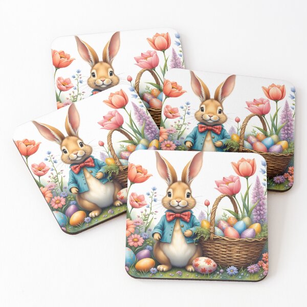 Item preview, Peter Cottontail Easter Basket & Flowers designed and sold by ACuriousshoppe.